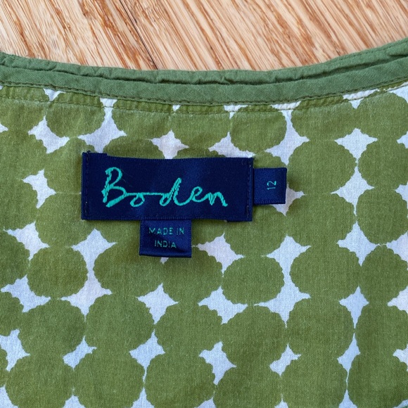 Boden 3/4 sleeve Green Dot tie front top - Picture 5 of 10